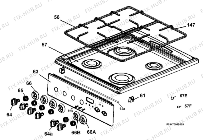 Взрыв-схема плиты (духовки) Electrolux EKK513506W - Схема узла Section 4